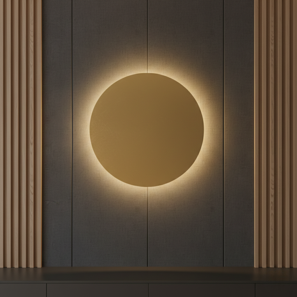 Modern Rund Vägglampa – Elegant Metalldesign med Varmt LED-Ljus